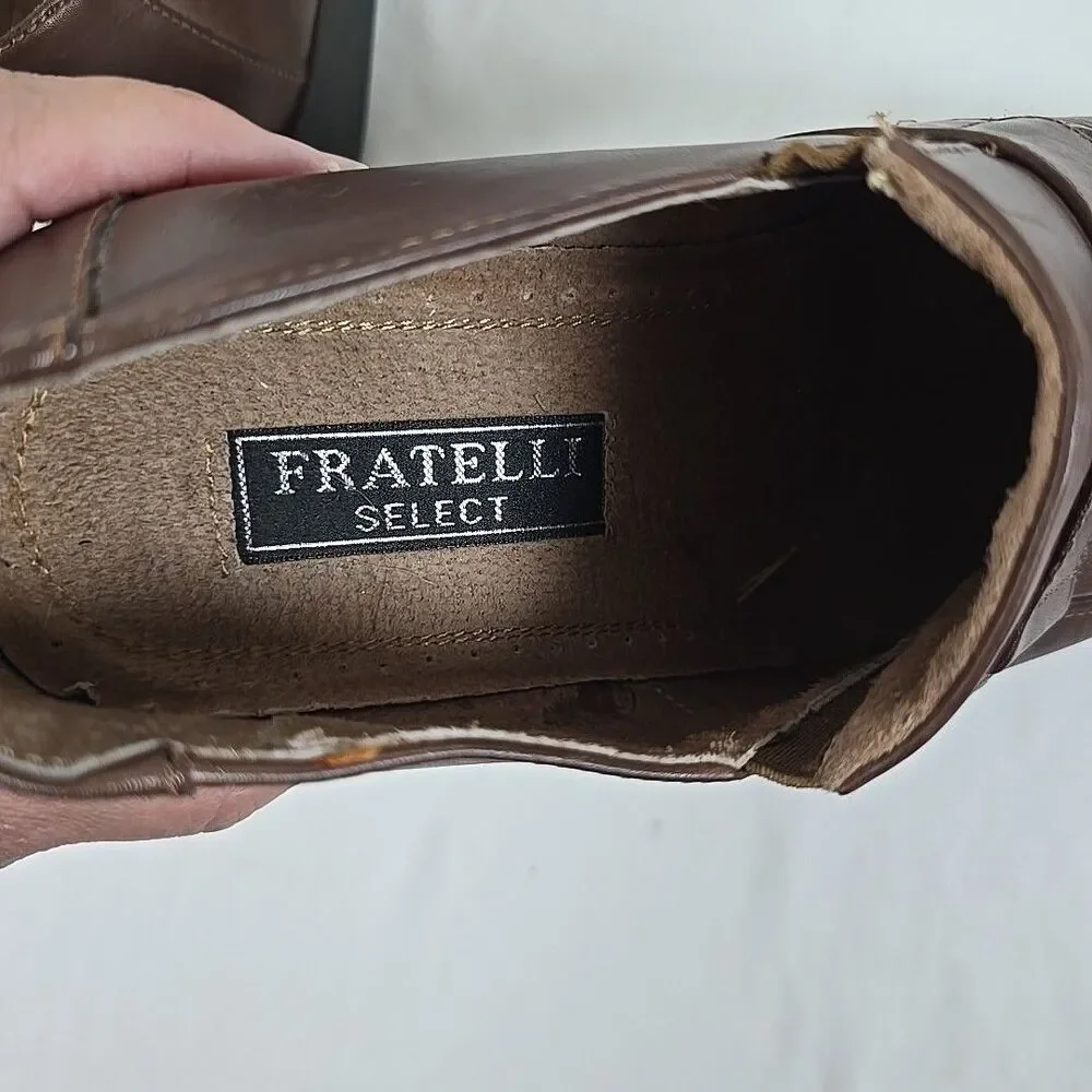 Fratelli Select Men's Warm Brown Leather Loafers Strap and Buckle Size 8.5 M